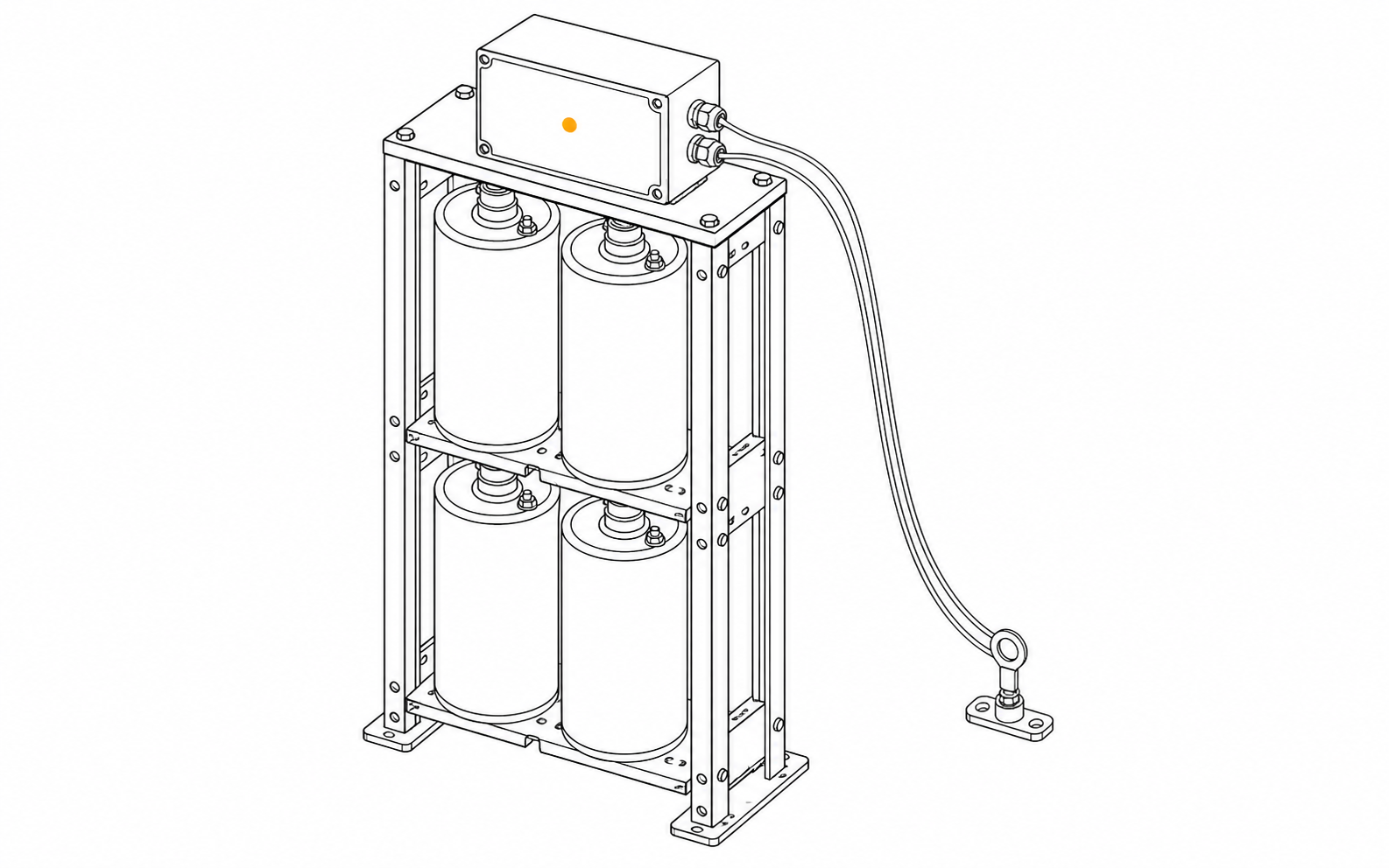 Battery storage rack with monitoring node