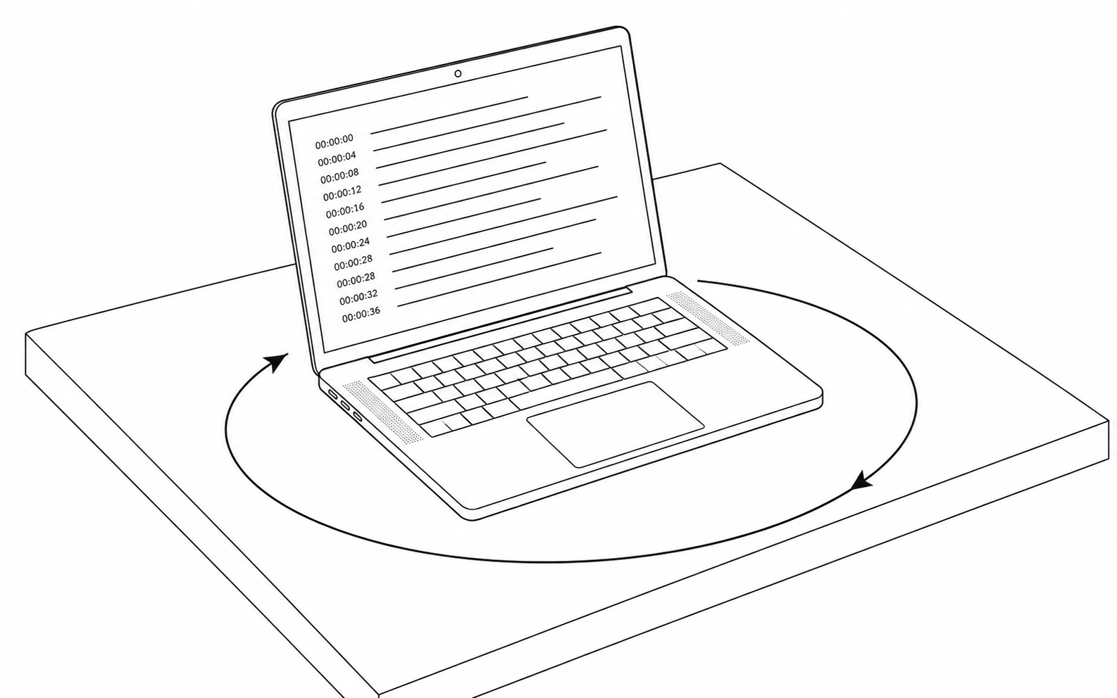 Laptop on a desk with a closed-loop arrow indicating local processing
